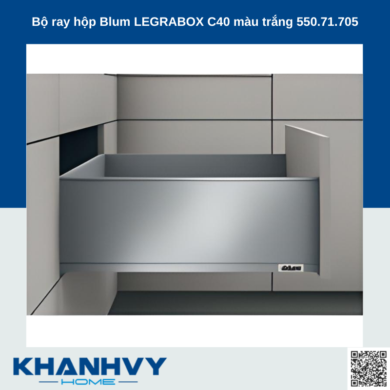 Bộ ray hộp  Blum LEGRABOX C40 màu trắng 550.71.705