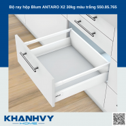 Bộ ray hộp  Blum ANTARO X2 30kg màu trắng 550.85.765