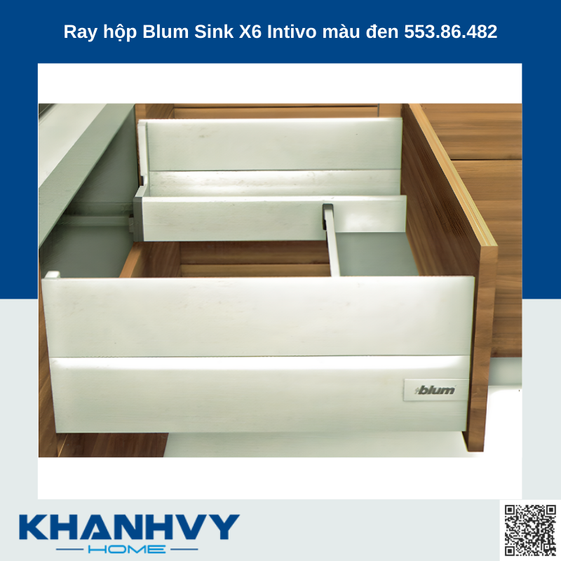 Ray hộp  Blum Sink X6 Intivo màu đen 553.86.482