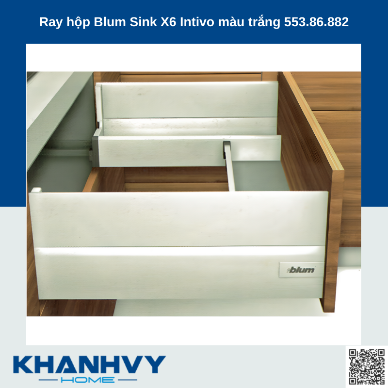 Ray hộp  Blum Sink X6 Intivo màu trắng 553.86.882