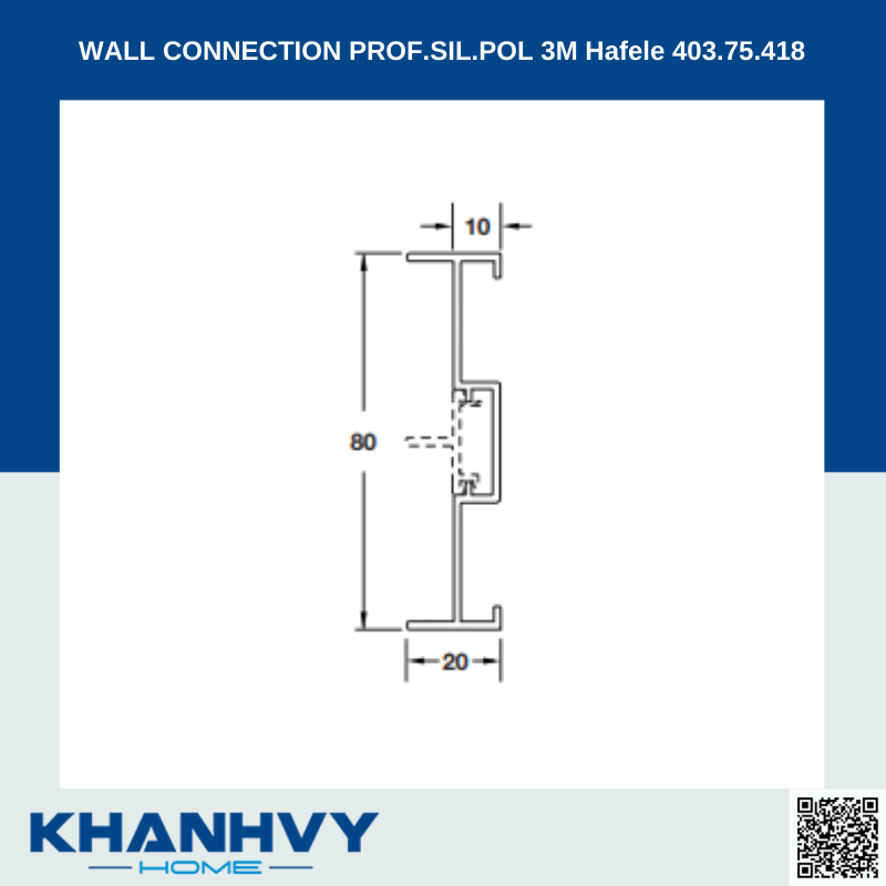 WALL CONNECTION PROF.SIL.POL 3M Hafele 403.75.418