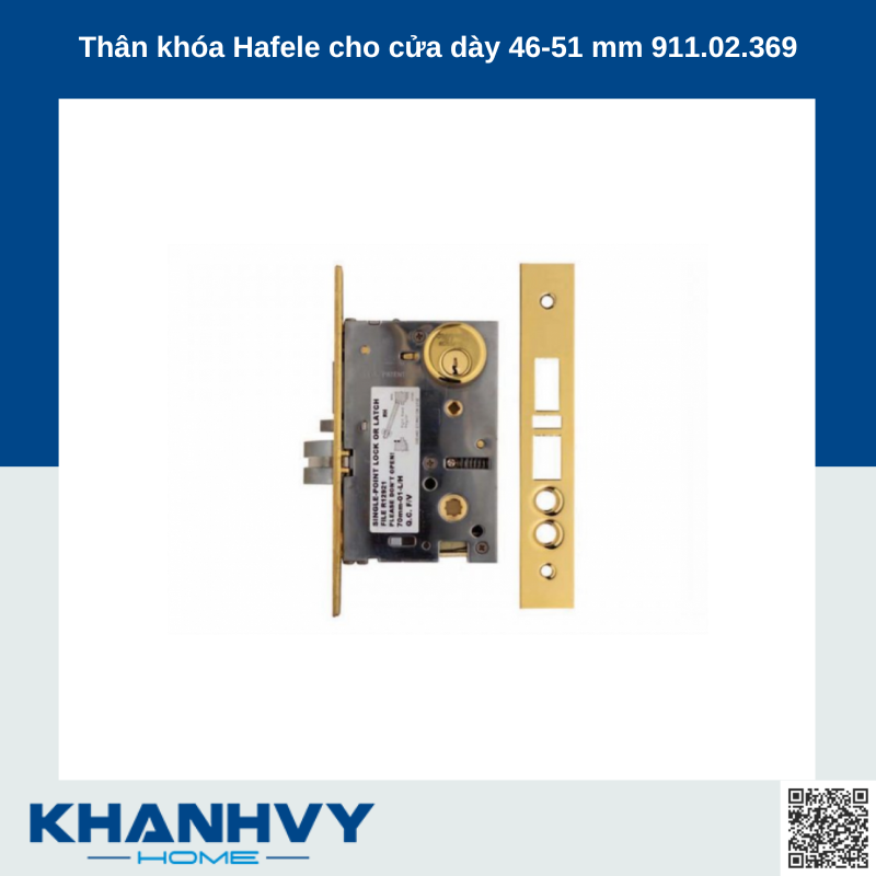 Thân khóa Hafele cho cửa dày 46-51 mm 911.02.369