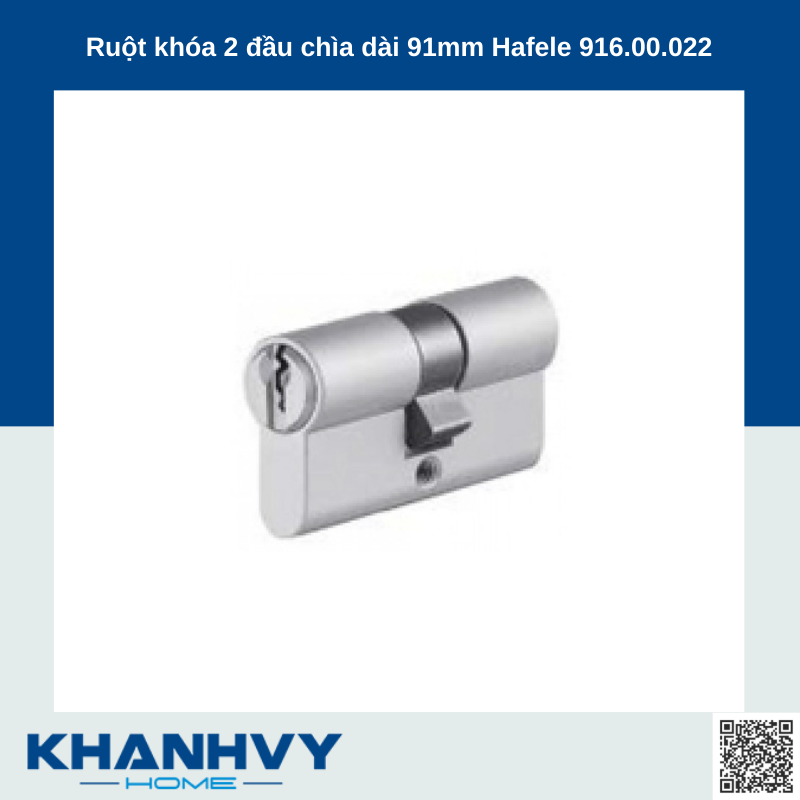 Ruột khóa 2 đầu chìa dài 91mm Hafele 916.00.022
