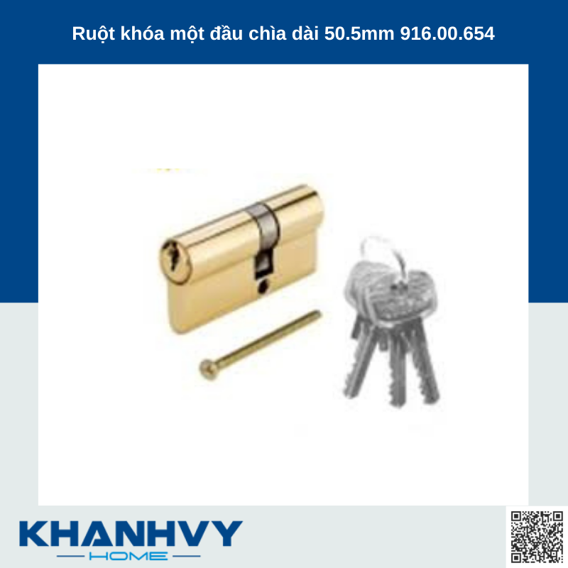 Ruột khóa một đầu chìa dài 50.5mm Hafele 916.00.654