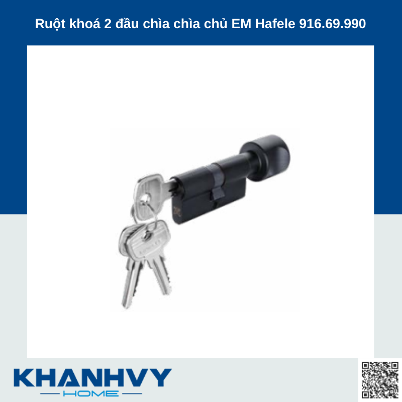 Ruột khoá 2 đầu chìa chìa chủ EM Hafele 916.69.990