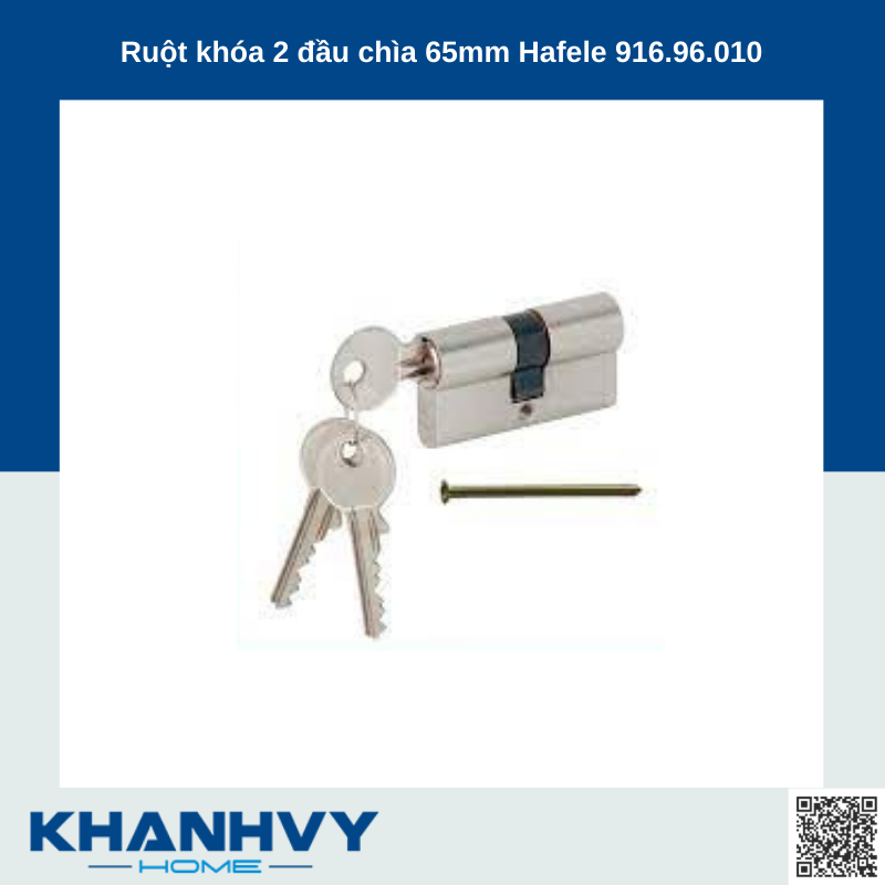 Ruột khóa 2 đầu chìa 65mm Hafele 916.96.010