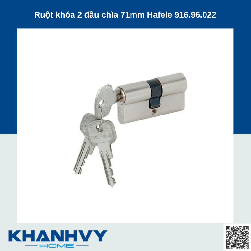 Ruột khóa 2 đầu chìa 71mm Hafele 916.96.022