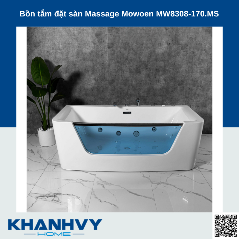 Bồn tắm đặt sàn Massage Mowoen MW8308-170.MS
