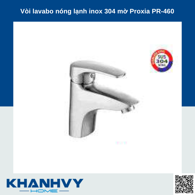 Vòi lavabo nóng lạnh inox 304 mờ Proxia PR-460