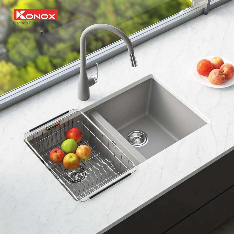 Chậu rửa bát Konox Granite Sink Veloci 760D Grey