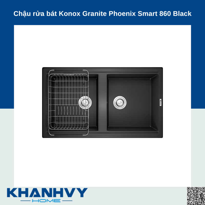 Chậu rửa bát Konox Granite Phoenix Smart 860 Black