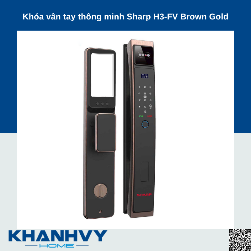 Khóa vân tay thông minh Sharp H3-FV Brown Gold