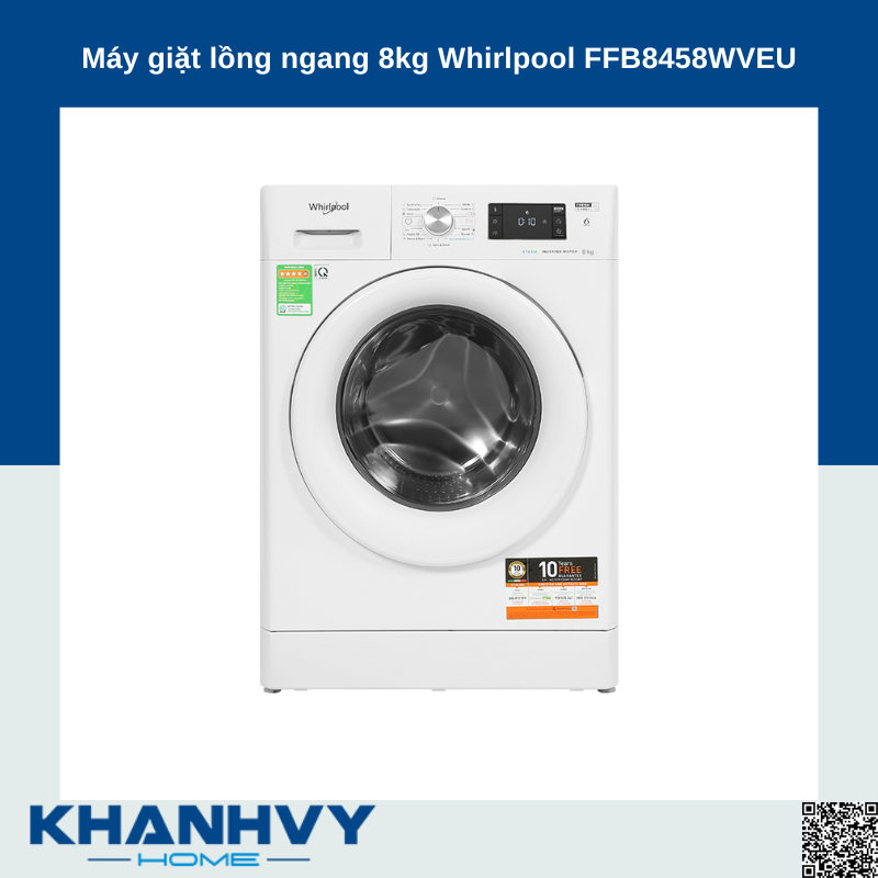 Máy giặt lồng ngang 8kg Whirlpool FFB8458WVEU