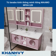 Tủ lavabo kính thông minh hồng MAAMO MF04-120