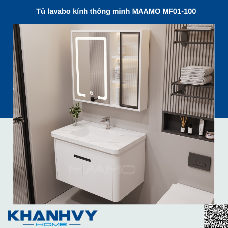 Tủ lavabo kính thông minh MAAMO MF01-100
