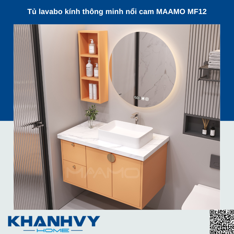 Tủ lavabo kính thông minh nổi cam MAAMO MF12