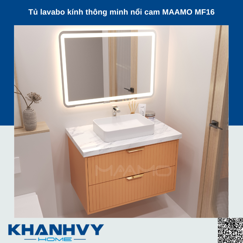Tủ lavabo kính thông minh nổi cam MAAMO MF16