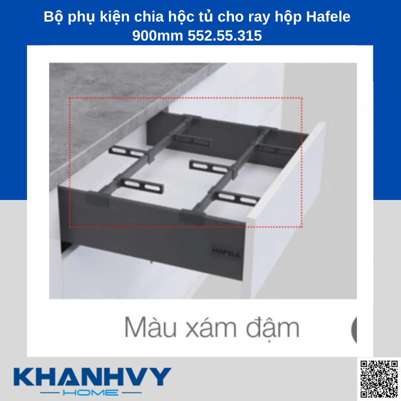 Bộ phụ kiện chia hộc tủ cho ray hộp Hafele 900mm 552.55.315