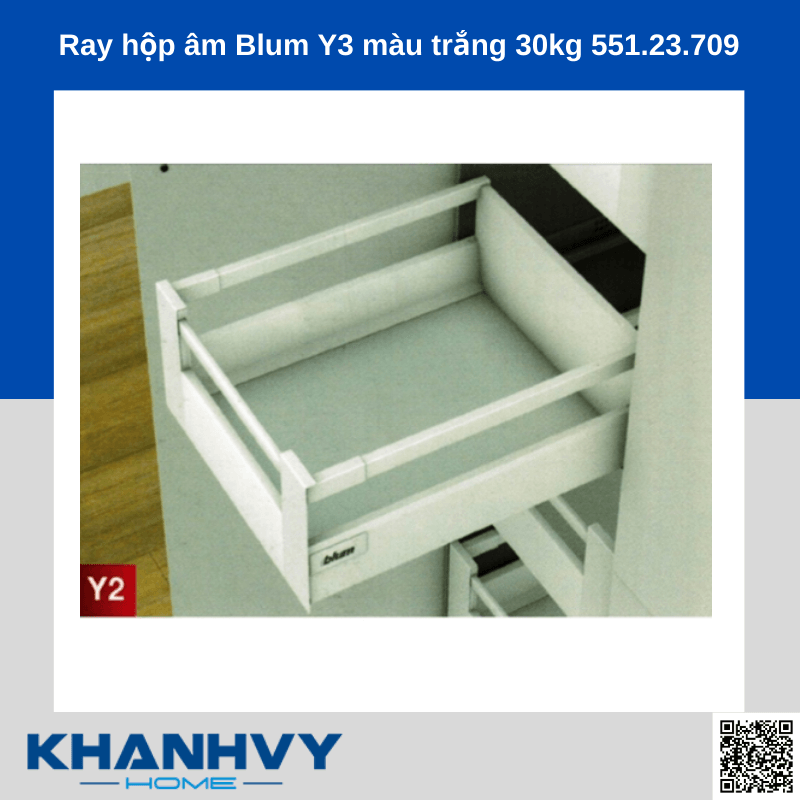 Ray hộp âm Blum Y3 màu trắng 30kg 551.23.709