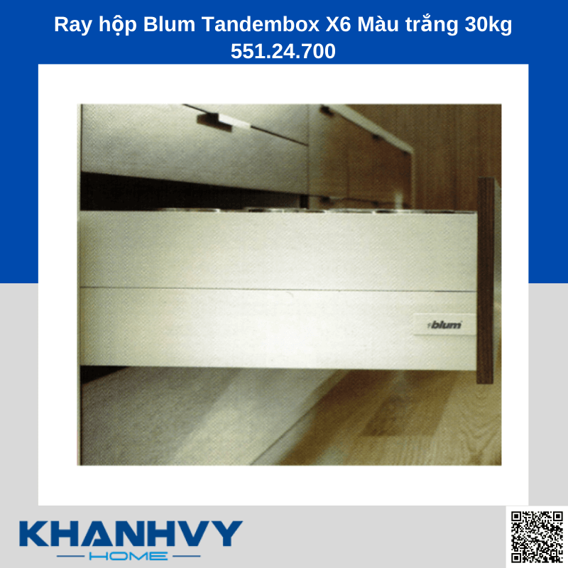 Ray hộp Blum Tandembox X6 Màu trắng 30kg 551.24.700