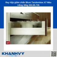 Ray hộp giảm chấn Blum Tandembox X7 Màu trắng 30kg 553.85.735
