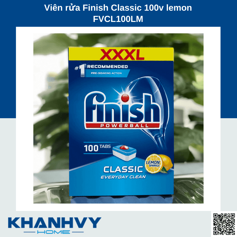 Viên rửa Finish Classic 100v lemon FVCL100LM