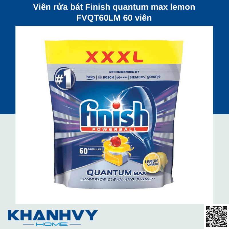 Viên rửa bát Finish quantum max lemon FVQT60LM 60 viên