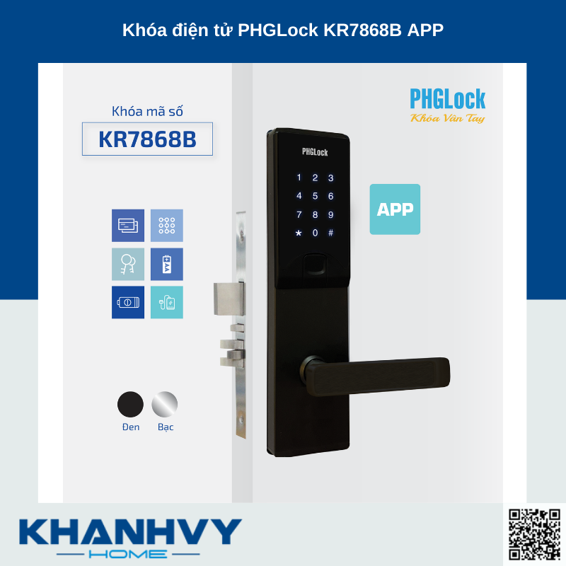 Khóa điện tử PHGLock KR7868B - R App |A