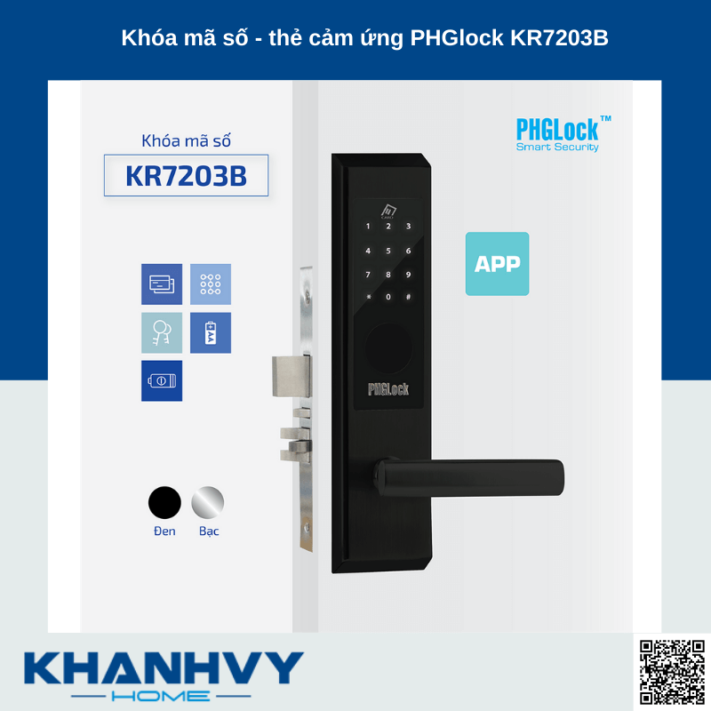 Khóa mã số - thẻ cảm ứng PHGlock KR7203B - L APP |A NEW 100% Outlet T6