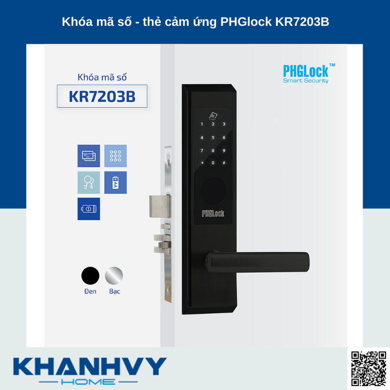 Khóa mã số - thẻ cảm ứng PHGlock KR7203B - L |A