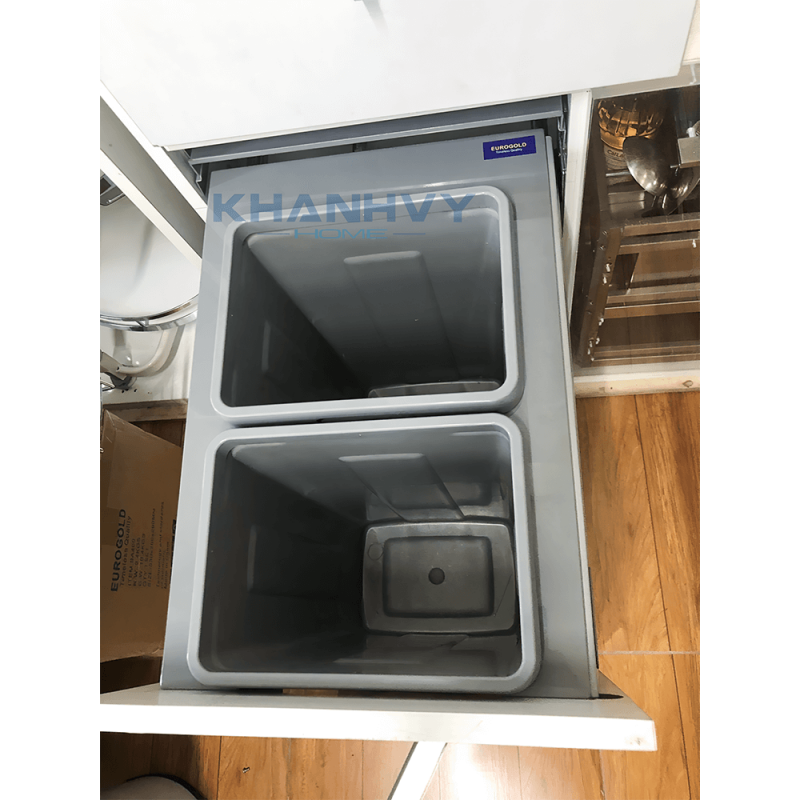 Thùng rác âm tủ ray hộp giảm chấn cao cấp Eurogold EA450