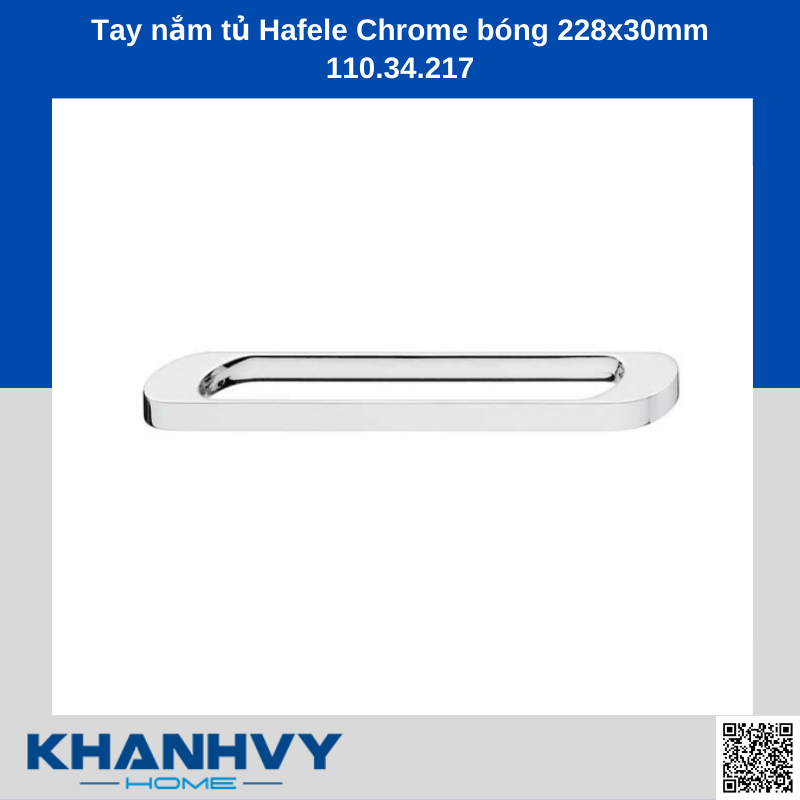 Tay nắm tủ Hafele Chrome bóng 228x30mm 110.34.217