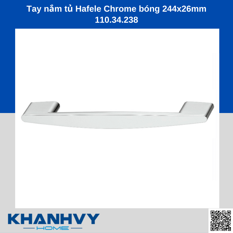 Tay nắm tủ Hafele Chrome bóng 244x26mm 110.34.238