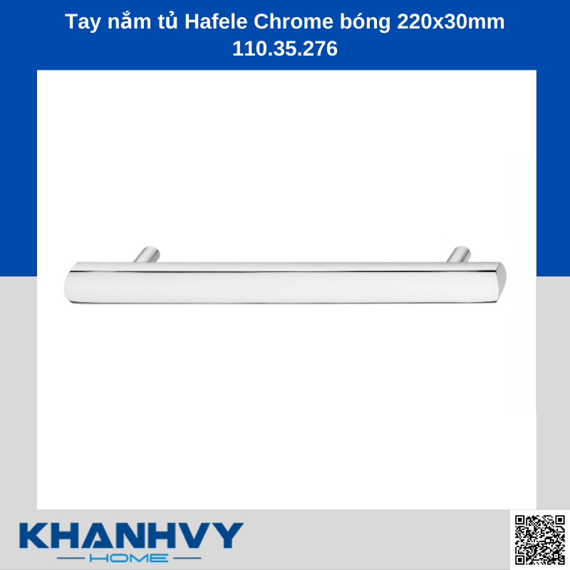 Tay nắm tủ Hafele Chrome bóng 220x30mm 110.35.276