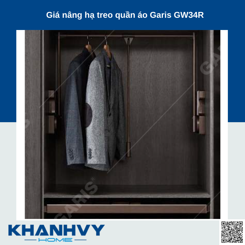 Giá nâng hạ treo quần áo Garis GW34R