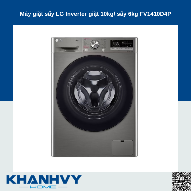 Máy giặt sấy LG Inverter giặt 10kg/ sấy 6kg FV1410D4P