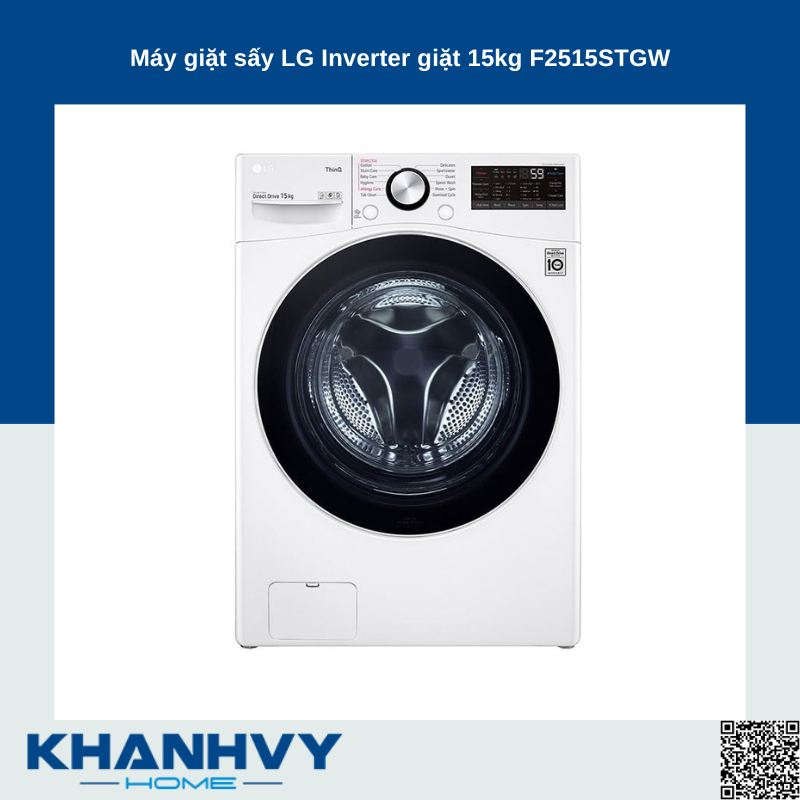 Máy giặt sấy LG Inverter giặt 15kg F2515STGW