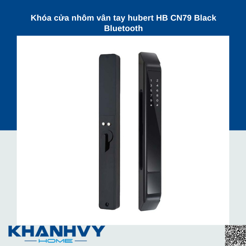 Khóa cửa nhôm vân tay hubert HB CN79 Black Bluetooth