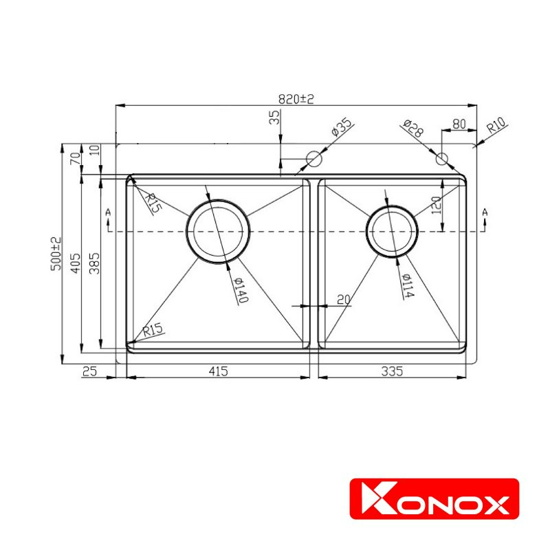 Chậu rửa bát Konox Workstation Sink – Topmount Sink KN8250TD