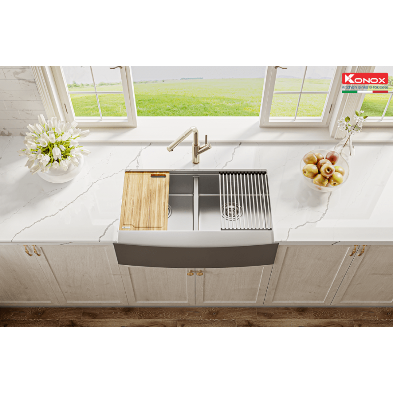Chậu rửa bát Konox Workstation Sink – Apron Sink KN8751DA Curve