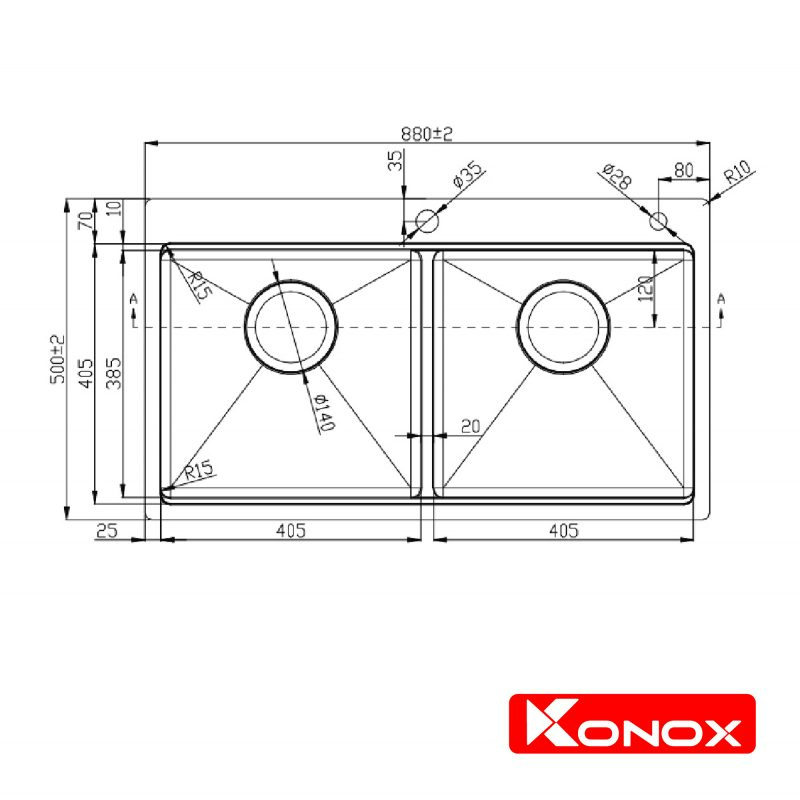 Chậu rửa bát Konox Workstation Sink – Topmount Sink KN8850TD
