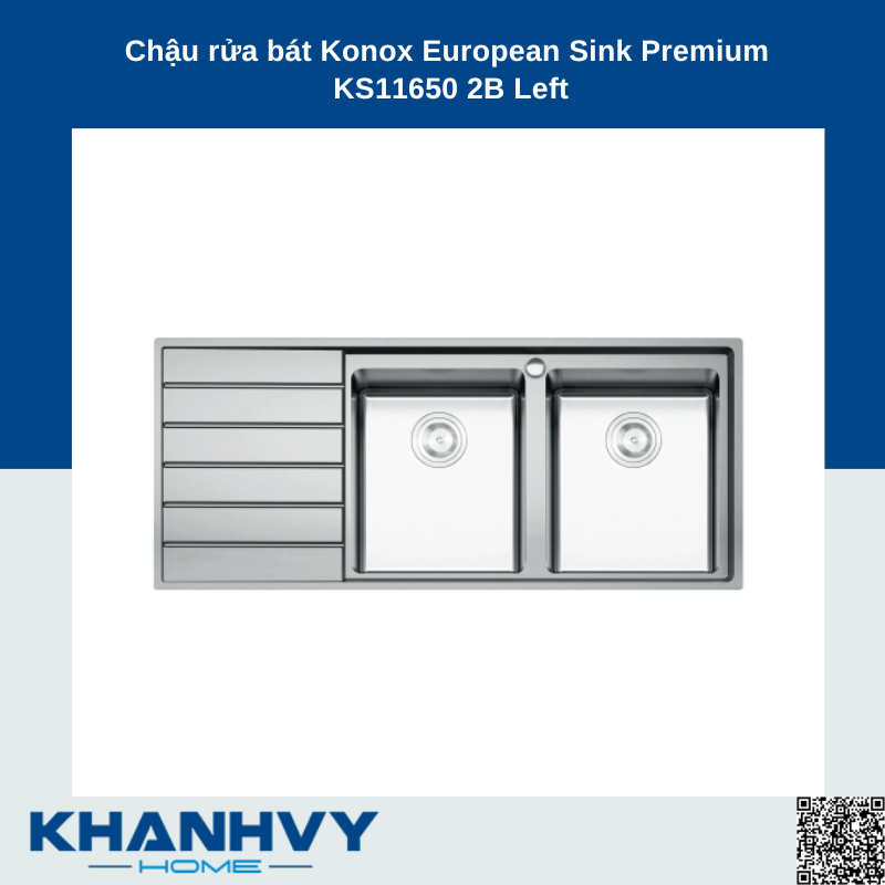 Chậu rửa bát Konox European Sink Premium KS11650 2B Left