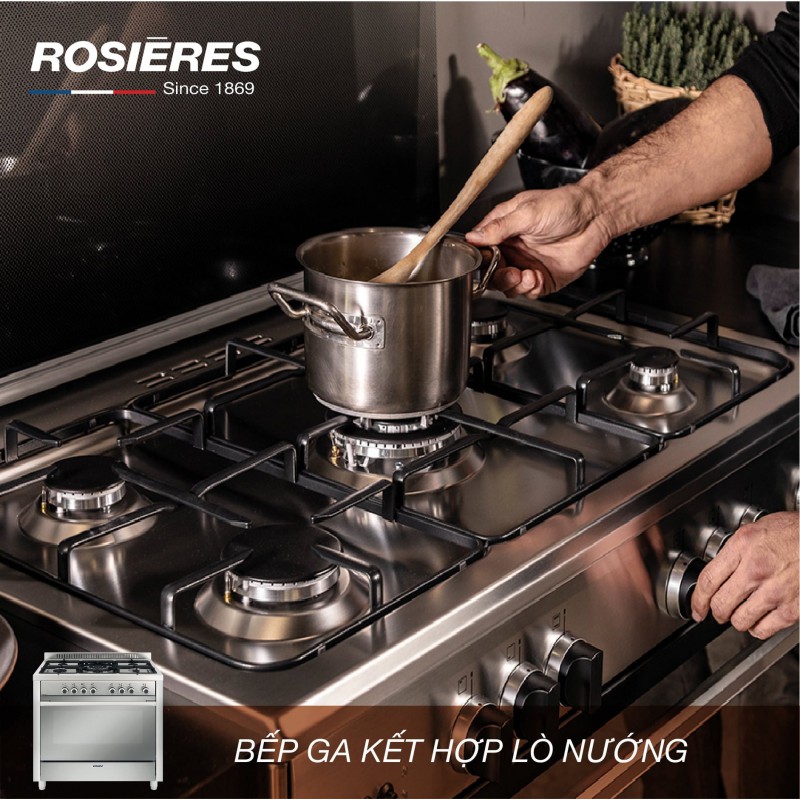 Bếp ga liền lò 5 vùng nấu Rosieres MQB612VI