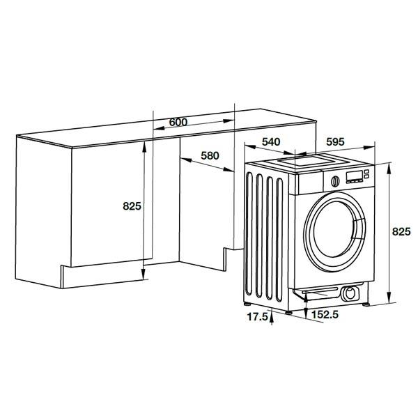  Thông số kích thước máy giặt 8kg Hafele HW-B60A 538.91.080 tại Khánh Vy Home