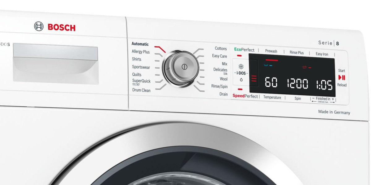  Máy giặt Bosh WAW32640EU được trang bị màn hình LED lớn dễ thao tác và chọn lựa các chương trình giặt