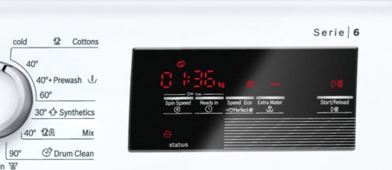  Máy giặt Bosch WAP28480SG HMH được trang bị màn hình LED lớn dễ thao tác và chọn lựa các chương trình giặt