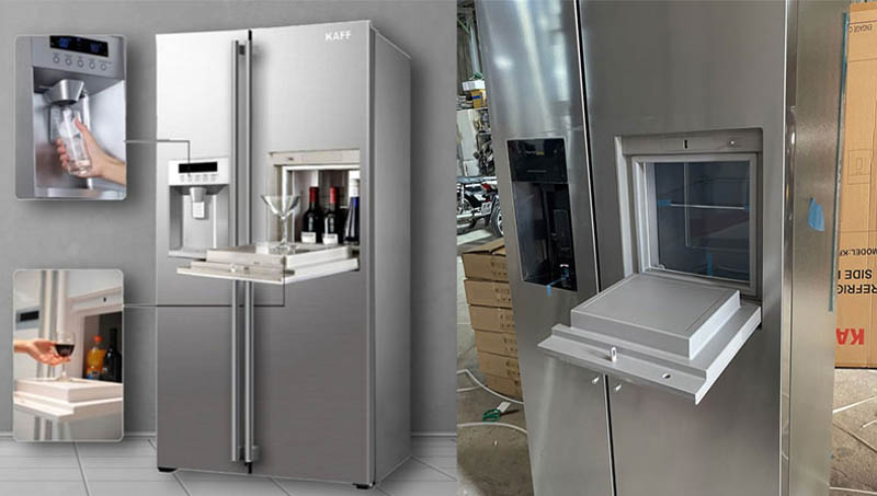 Tủ Lạnh Side By Side KAFF KF-BCD606MBR có thể lấy đá ngoài, nước ngoài