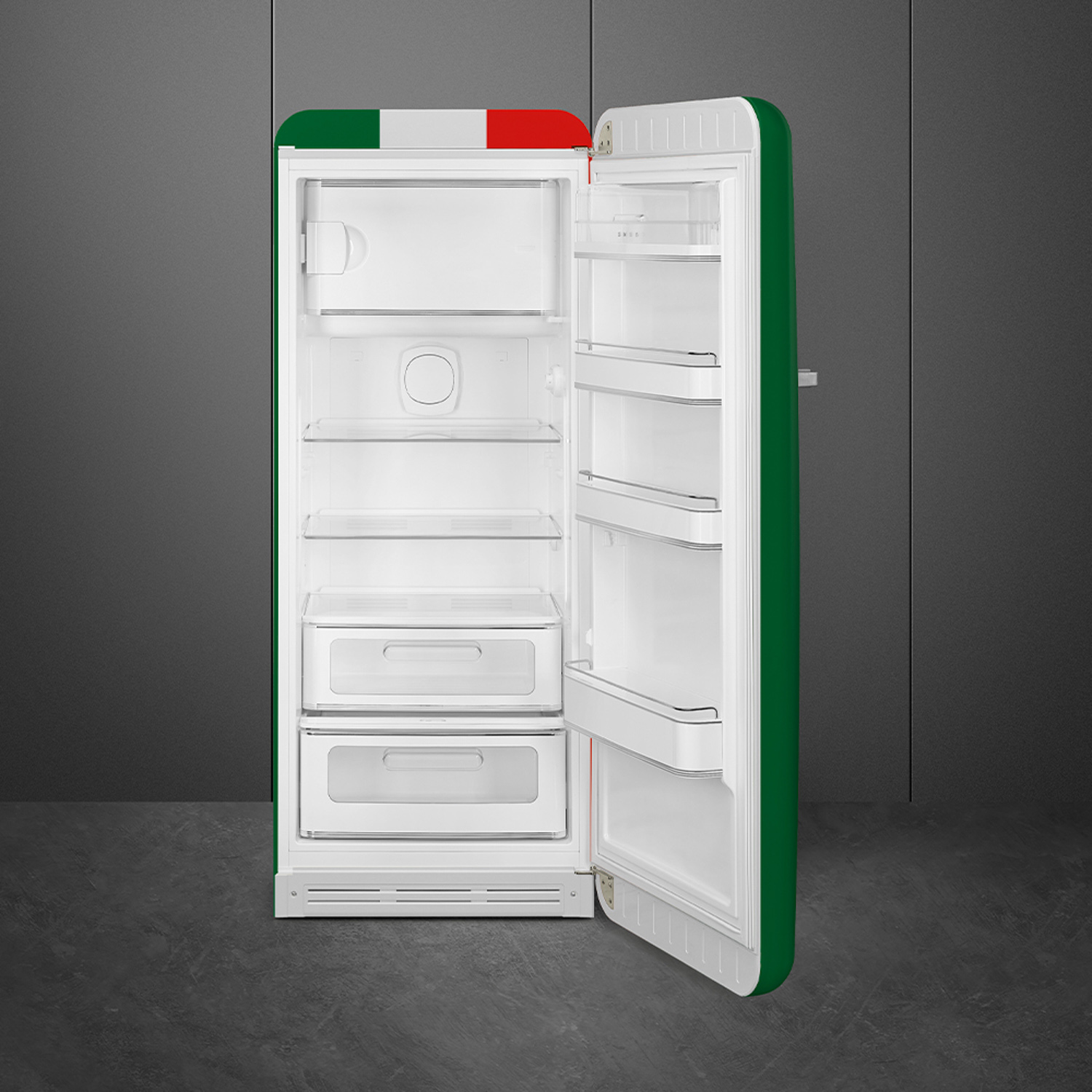 Thiết kế các ngăn tủ bên trong tủ lạnh SMEG, cửa đơn, độc lập, 50’S STYLE FAB28RDIT5 535.14.537