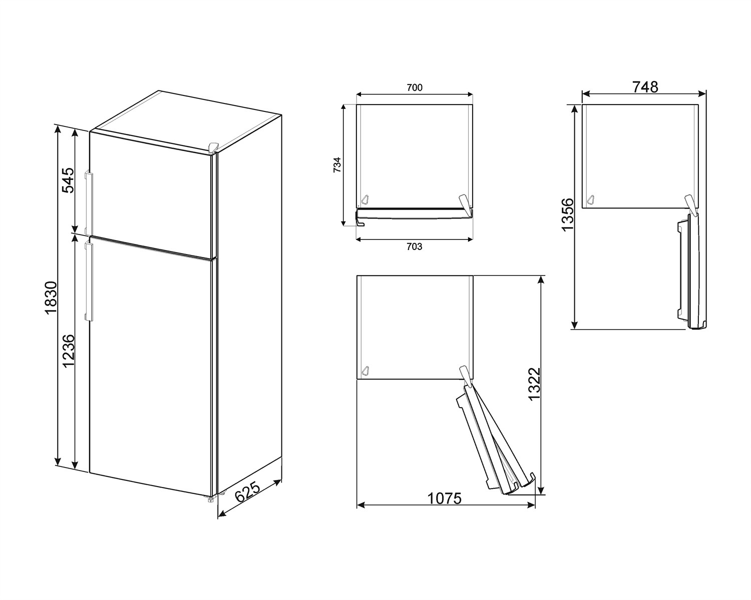 Các thông số kỹ thuật của tủ lạnh SMEG FD70FN1HX 535.14.593
