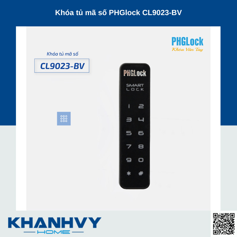 Sản phẩm khóa tủ mã số PHGlock CL9023-BV sở hữu thiết kế sang trọng, cung cấp phương thức mở cửa bằng mã số an toàn, hiện đại